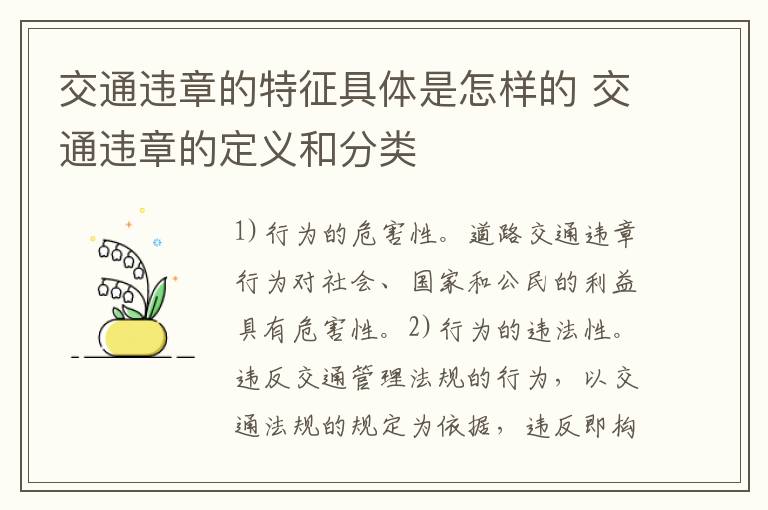 交通违章的特征具体是怎样的 交通违章的定义和分类