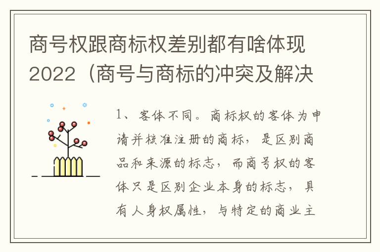 商号权跟商标权差别都有啥体现2022（商号与商标的冲突及解决措施）