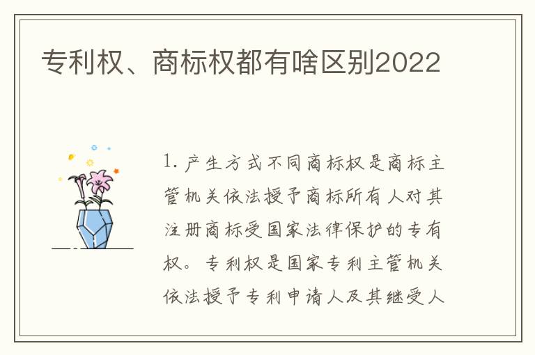 专利权、商标权都有啥区别2022