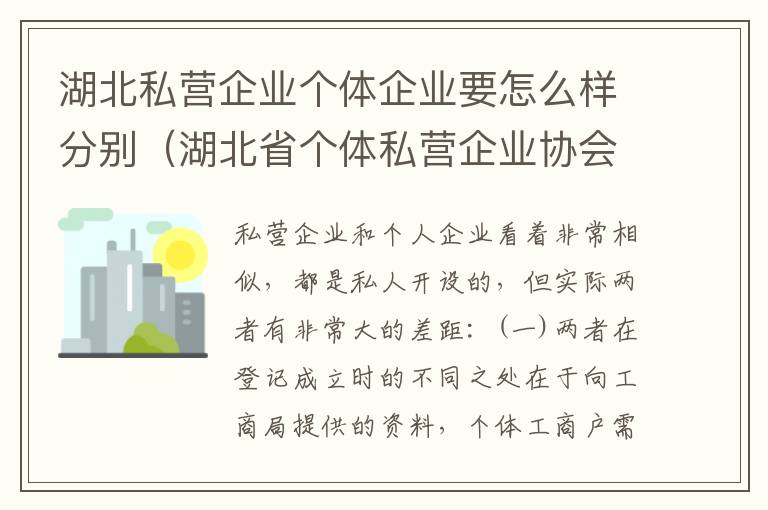 湖北私营企业个体企业要怎么样分别（湖北省个体私营企业协会）