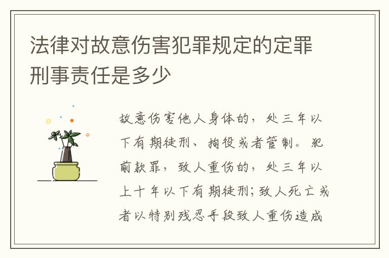 法律对故意伤害犯罪规定的定罪刑事责任是多少