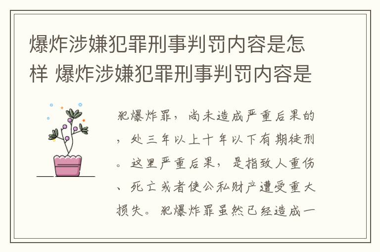 爆炸涉嫌犯罪刑事判罚内容是怎样 爆炸涉嫌犯罪刑事判罚内容是怎样的