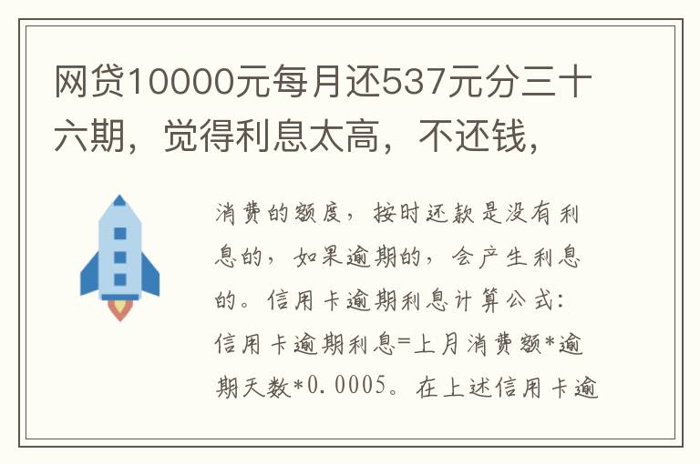 网贷10000元每月还537元分三十六期，觉得利息太高，不还钱，请问我违法吗