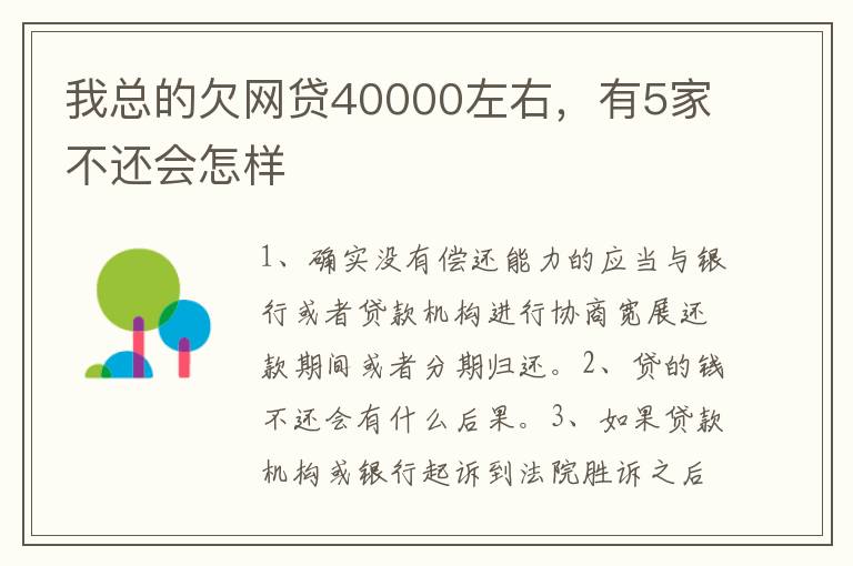 我总的欠网贷40000左右，有5家不还会怎样