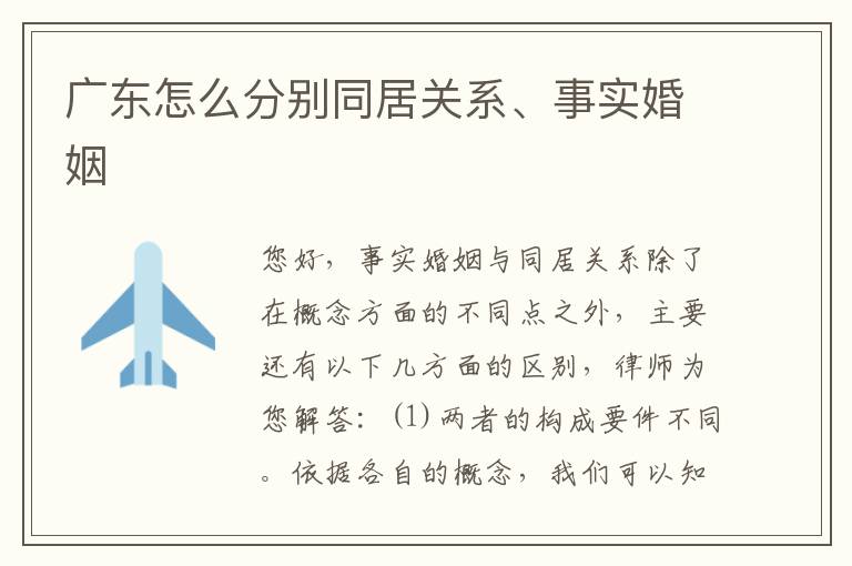 广东怎么分别同居关系、事实婚姻