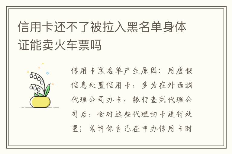 信用卡还不了被拉入黑名单身体证能卖火车票吗