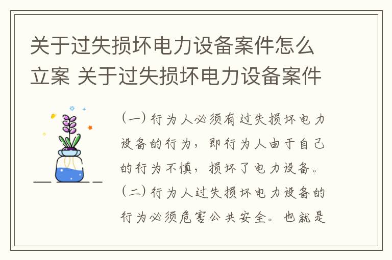 关于过失损坏电力设备案件怎么立案 关于过失损坏电力设备案件怎么立案的