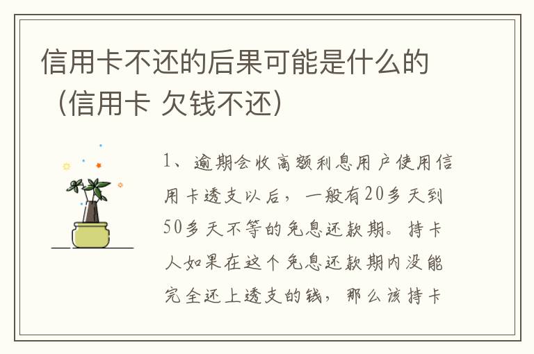 信用卡不还的后果可能是什么的（信用卡 欠钱不还）