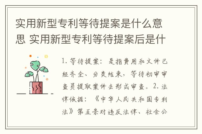 实用新型专利等待提案是什么意思 实用新型专利等待提案后是什么状态