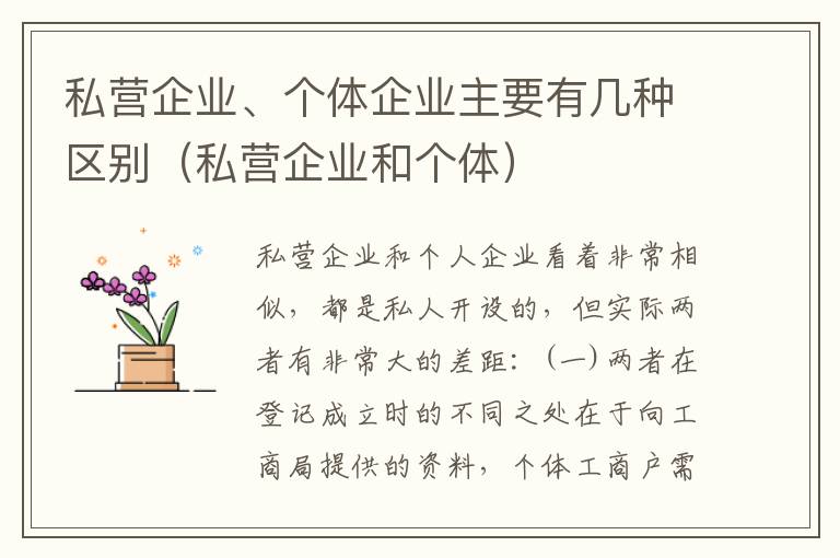 私营企业、个体企业主要有几种区别（私营企业和个体）