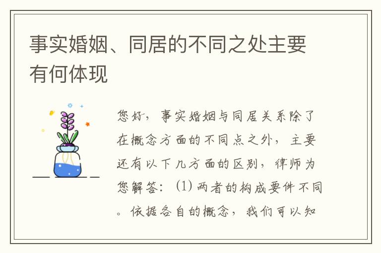 事实婚姻、同居的不同之处主要有何体现