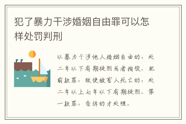 犯了暴力干涉婚姻自由罪可以怎样处罚判刑