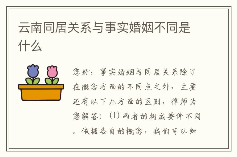 云南同居关系与事实婚姻不同是什么