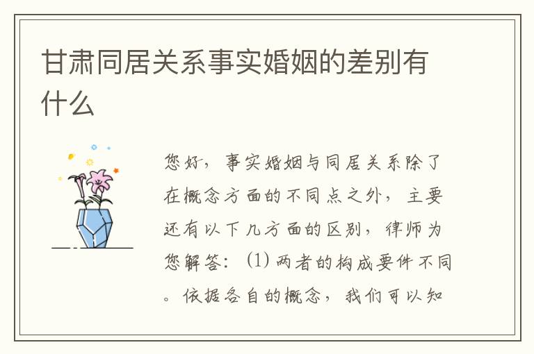 甘肃同居关系事实婚姻的差别有什么