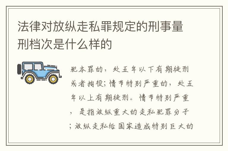 法律对放纵走私罪规定的刑事量刑档次是什么样的