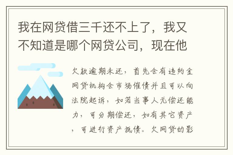 我在网贷借三千还不上了，我又不知道是哪个网贷公司，现在他们起诉我了，我会坐牢吗