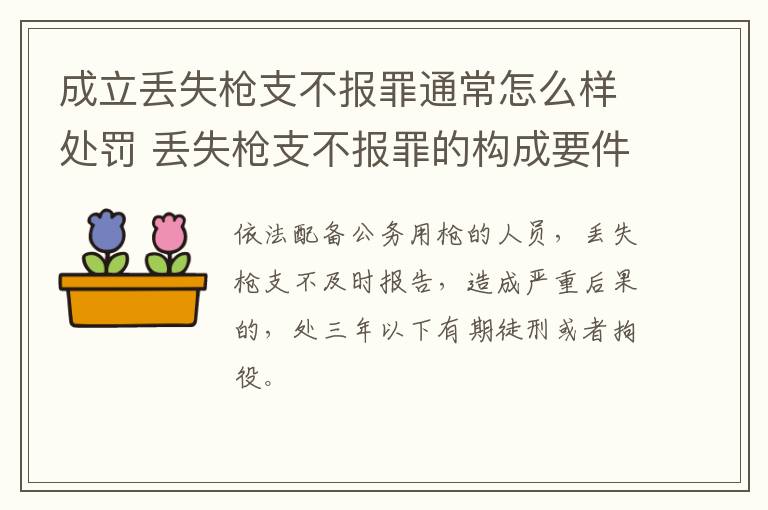 成立丢失枪支不报罪通常怎么样处罚 丢失枪支不报罪的构成要件