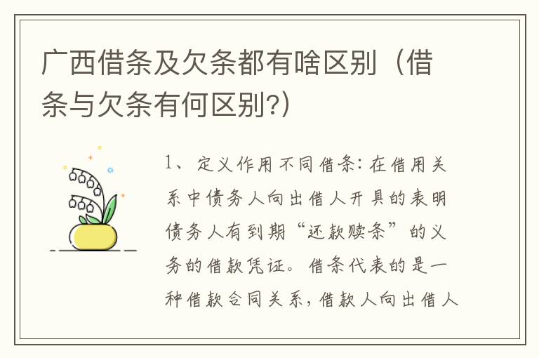 广西借条及欠条都有啥区别（借条与欠条有何区别?）