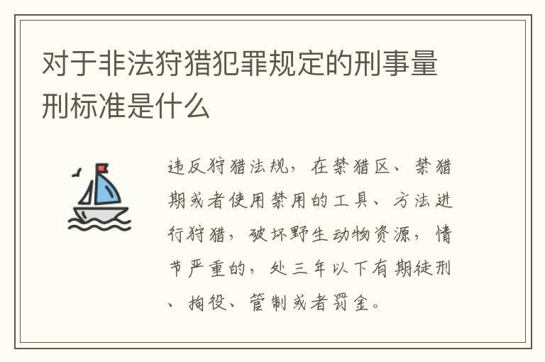 对于非法狩猎犯罪规定的刑事量刑标准是什么