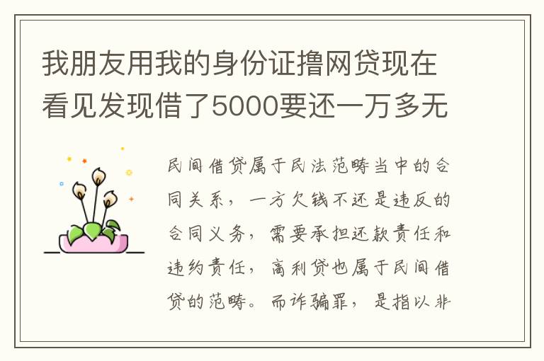 我朋友用我的身份证撸网贷现在看见发现借了5000要还一万多无力偿还怎么办