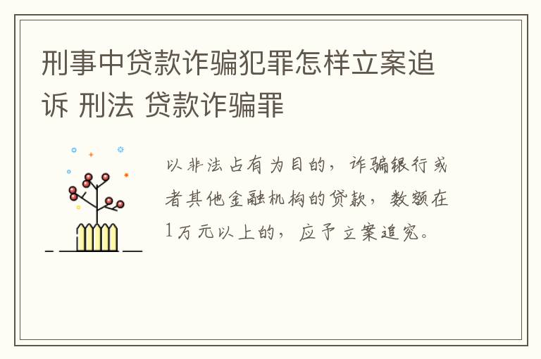 刑事中贷款诈骗犯罪怎样立案追诉 刑法 贷款诈骗罪