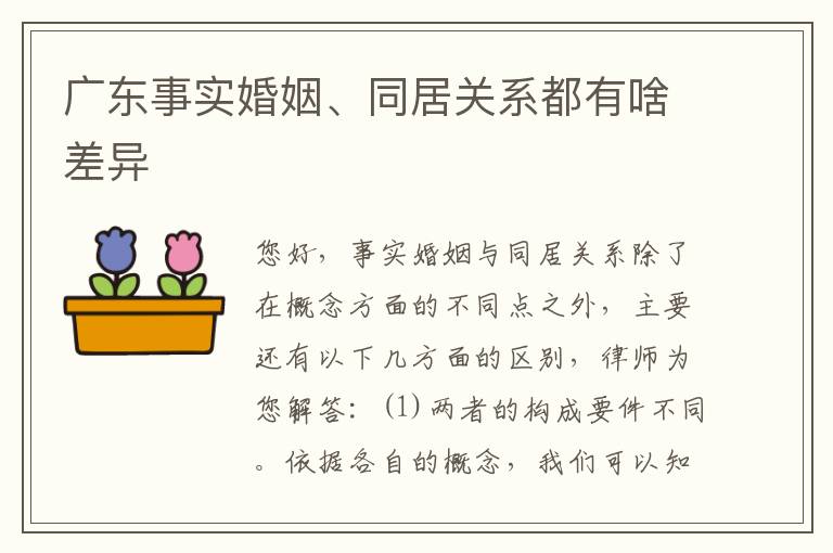 广东事实婚姻、同居关系都有啥差异