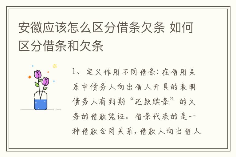 安徽应该怎么区分借条欠条 如何区分借条和欠条