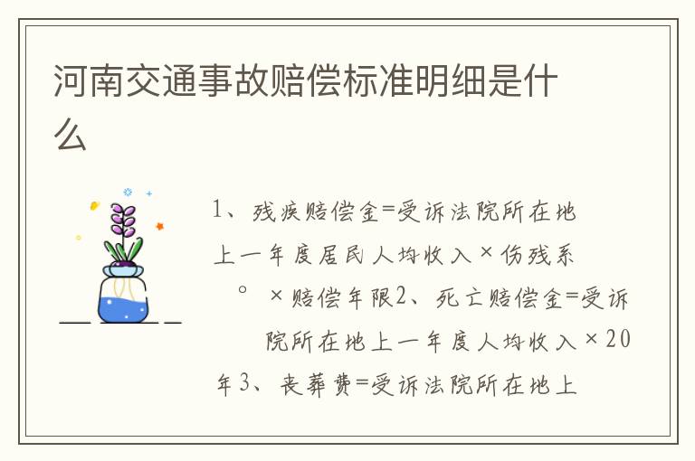 河南交通事故赔偿标准明细是什么