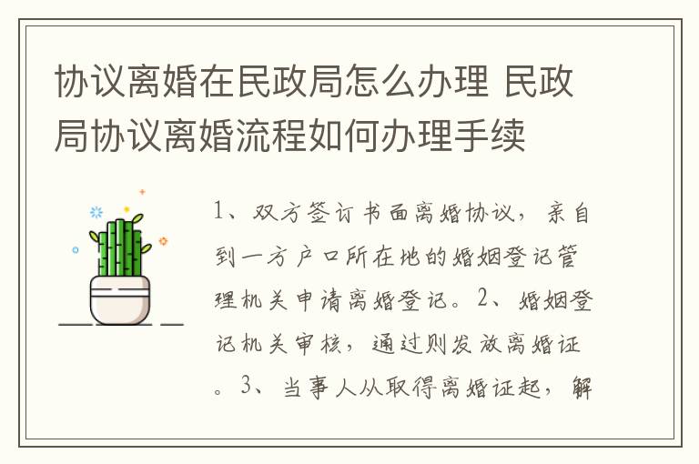 协议离婚在民政局怎么办理 民政局协议离婚流程如何办理手续