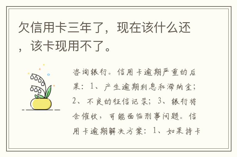 欠信用卡三年了，现在该什么还，该卡现用不了。