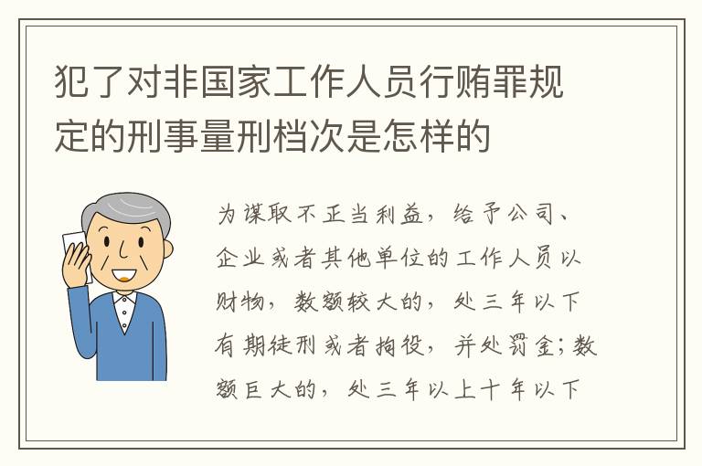 犯了对非国家工作人员行贿罪规定的刑事量刑档次是怎样的