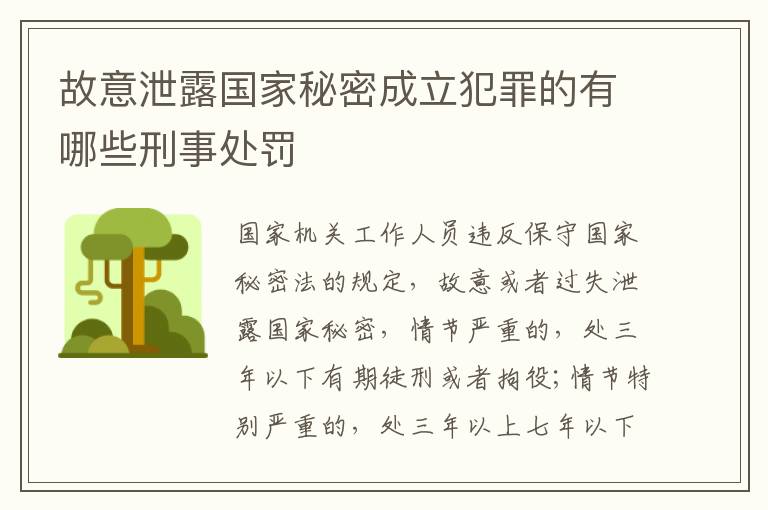 故意泄露国家秘密成立犯罪的有哪些刑事处罚