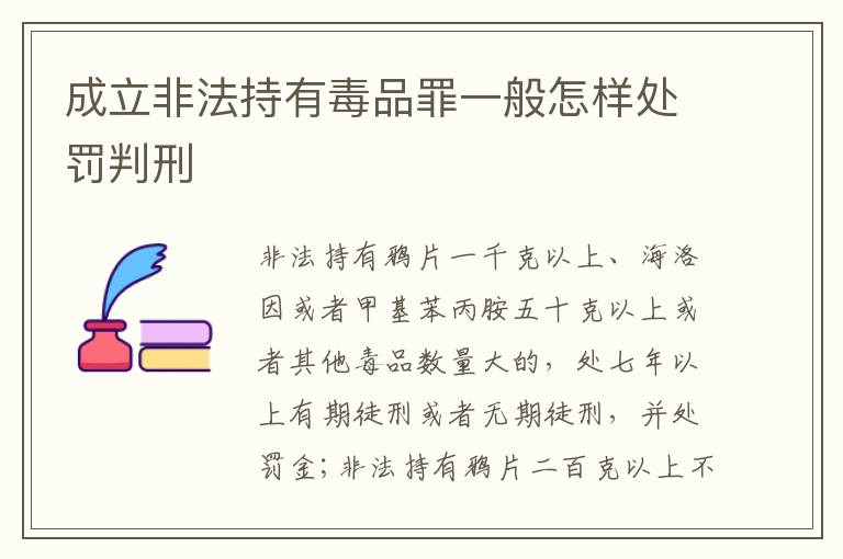 成立非法持有毒品罪一般怎样处罚判刑