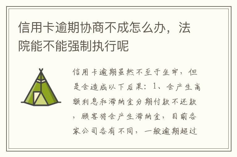 信用卡逾期协商不成怎么办，法院能不能强制执行呢