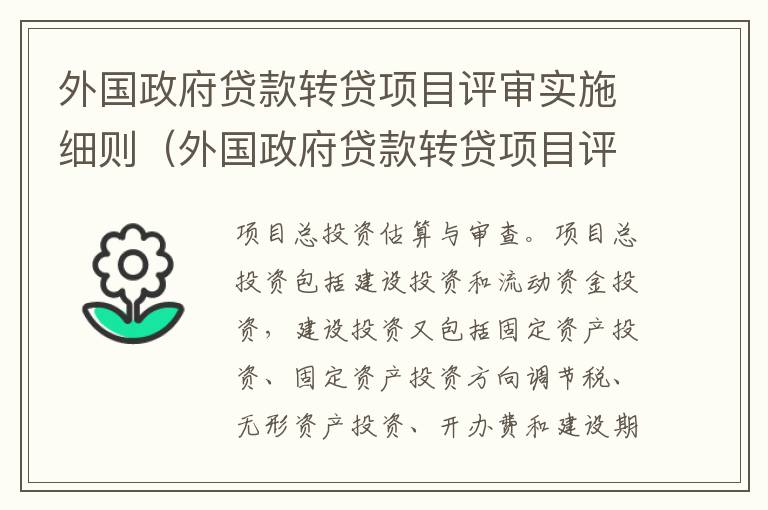 外国政府贷款转贷项目评审实施细则（外国政府贷款转贷项目评审实施细则最新）