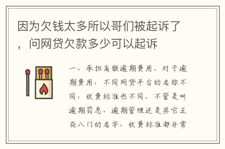 因为欠钱太多所以哥们被起诉了，问网贷欠款多少可以起诉