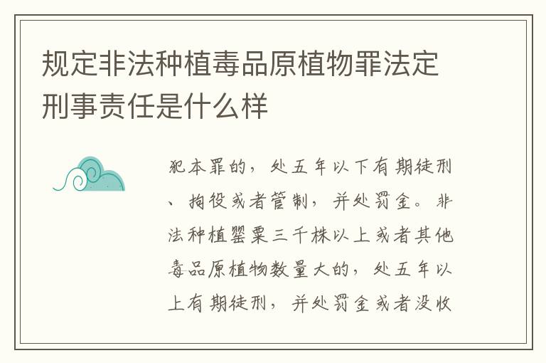 规定非法种植毒品原植物罪法定刑事责任是什么样