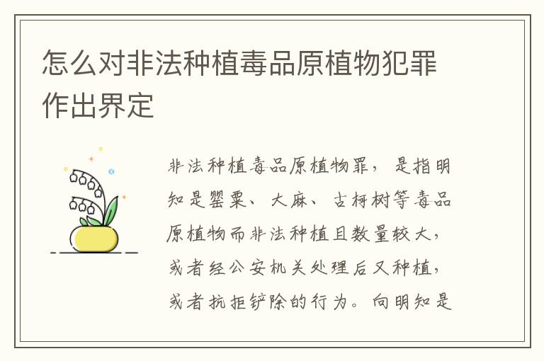 怎么对非法种植毒品原植物犯罪作出界定