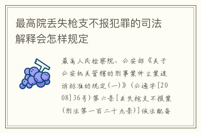 最高院丢失枪支不报犯罪的司法解释会怎样规定