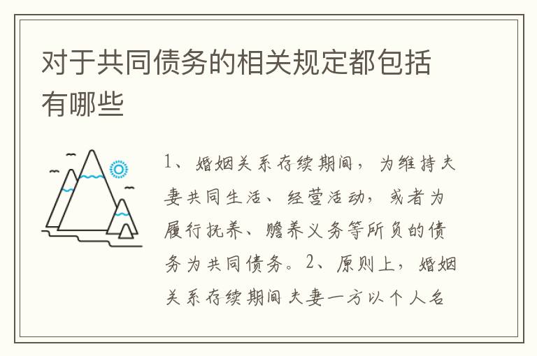 对于共同债务的相关规定都包括有哪些