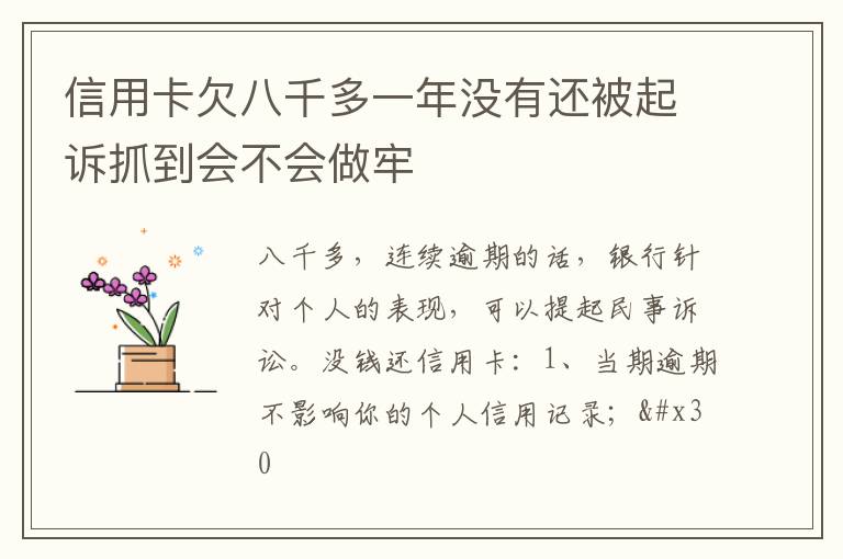 信用卡欠八千多一年没有还被起诉抓到会不会做牢