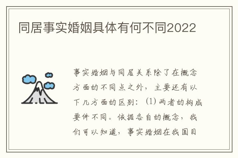 同居事实婚姻具体有何不同2022