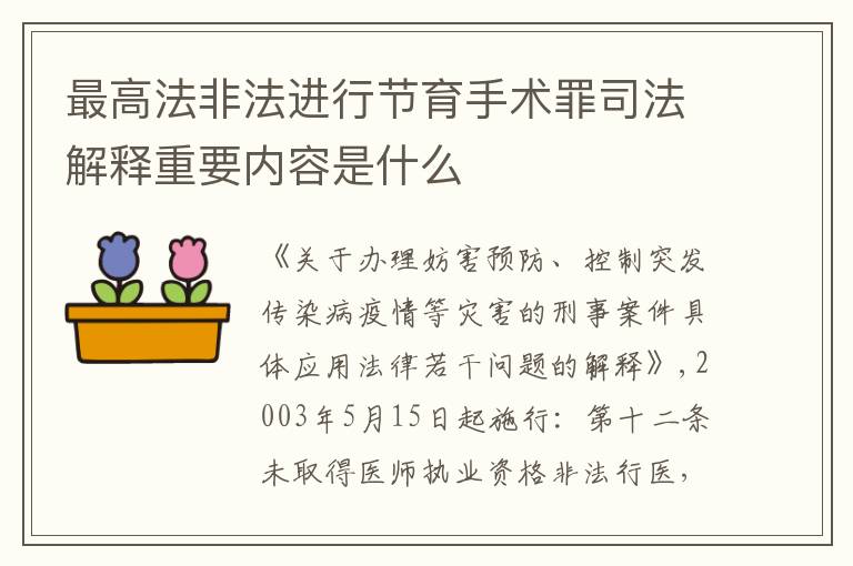 最高法非法进行节育手术罪司法解释重要内容是什么