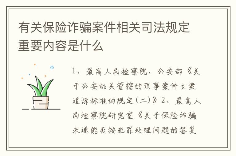 有关保险诈骗案件相关司法规定重要内容是什么