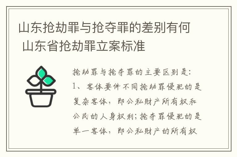 山东抢劫罪与抢夺罪的差别有何 山东省抢劫罪立案标准