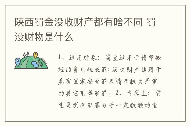 陕西罚金没收财产都有啥不同 罚没财物是什么