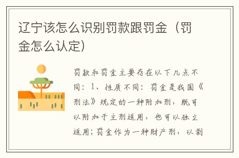 辽宁该怎么识别罚款跟罚金（罚金怎么认定）