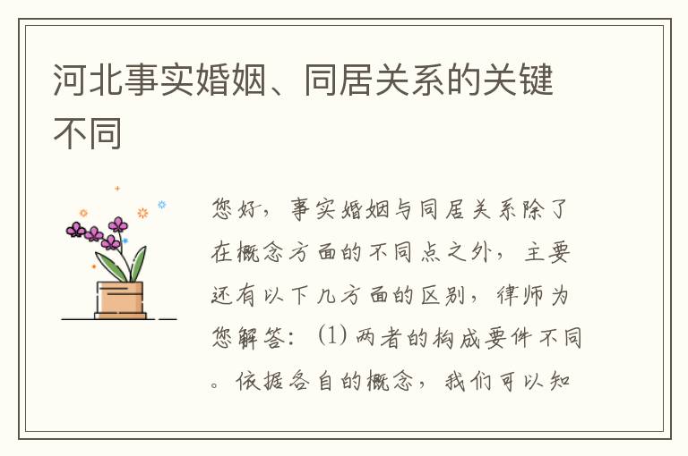 河北事实婚姻、同居关系的关键不同