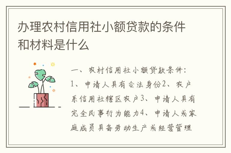 办理农村信用社小额贷款的条件和材料是什么