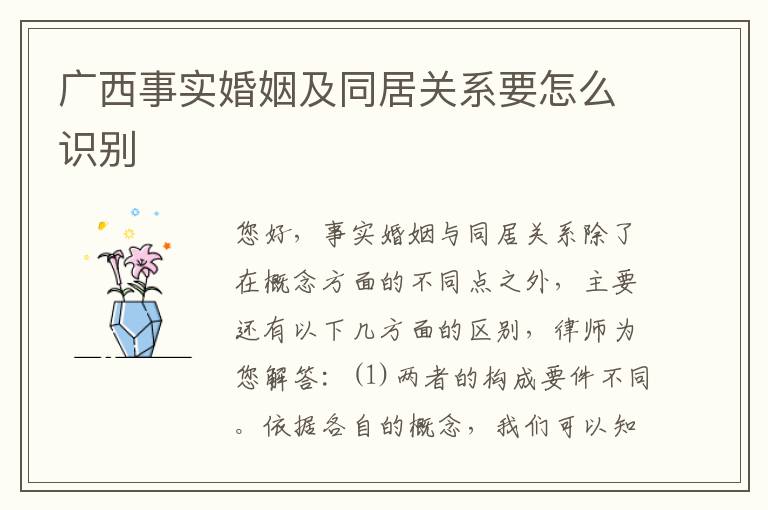 广西事实婚姻及同居关系要怎么识别